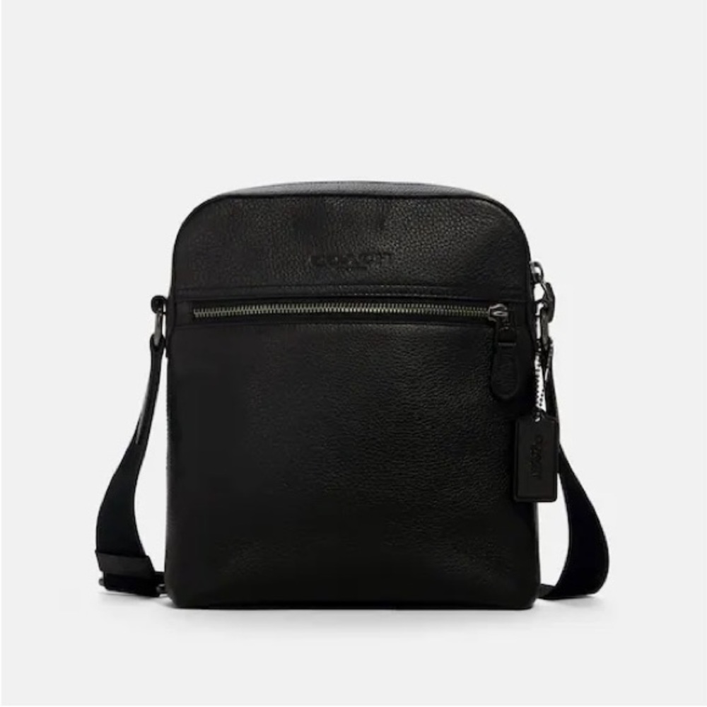 NWT COACH leather messenger bag in black